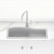 762X280X200Mm Chroma Quartz Granite Single Bowl Sink With Drain Board For Top/Under Mount In Kitchen