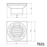 Linkware Square Floor Grate Waste 80X50Mm Outlet Wastes