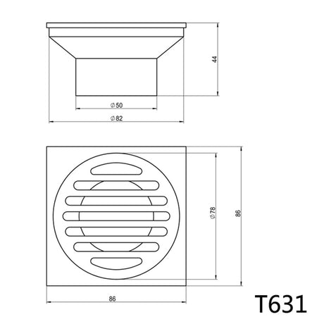 Linkware Square Floor Grate Waste 80X50Mm Outlet Wastes