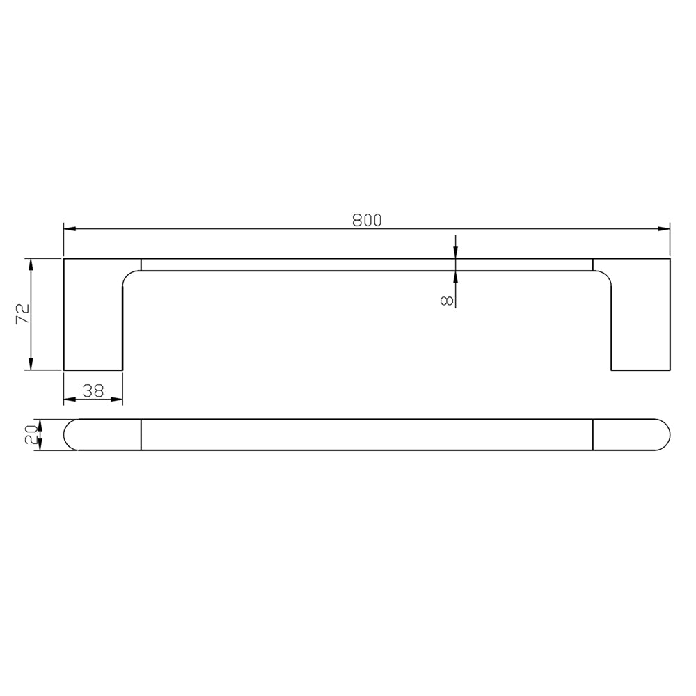 Quavo 600/800Mm Square Chrome Single Towel Rail Solid Brass Wall Mounted Bathroom Products