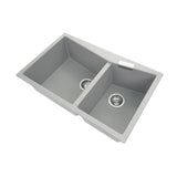 800X500X220Mm Carysil Concrete Grey Double Bowl Granite Kitchen Laundry Sink Top/flush Mount