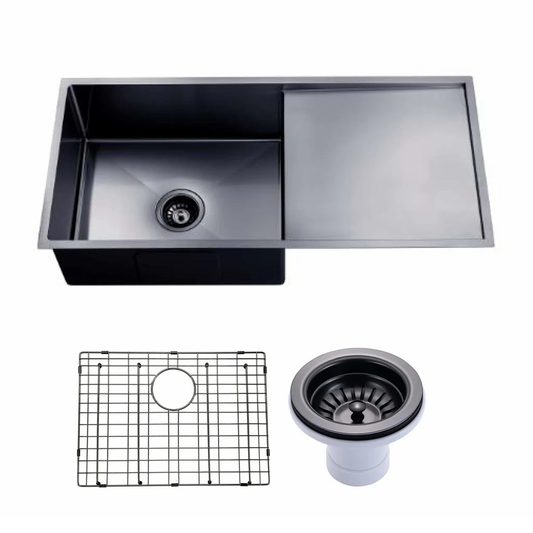 M#2(Gunmetal Grey) 960X450X230Mm 1.2Mm Gunmetal Grey Handmade Top/Undermount Single Bowl Kitchen