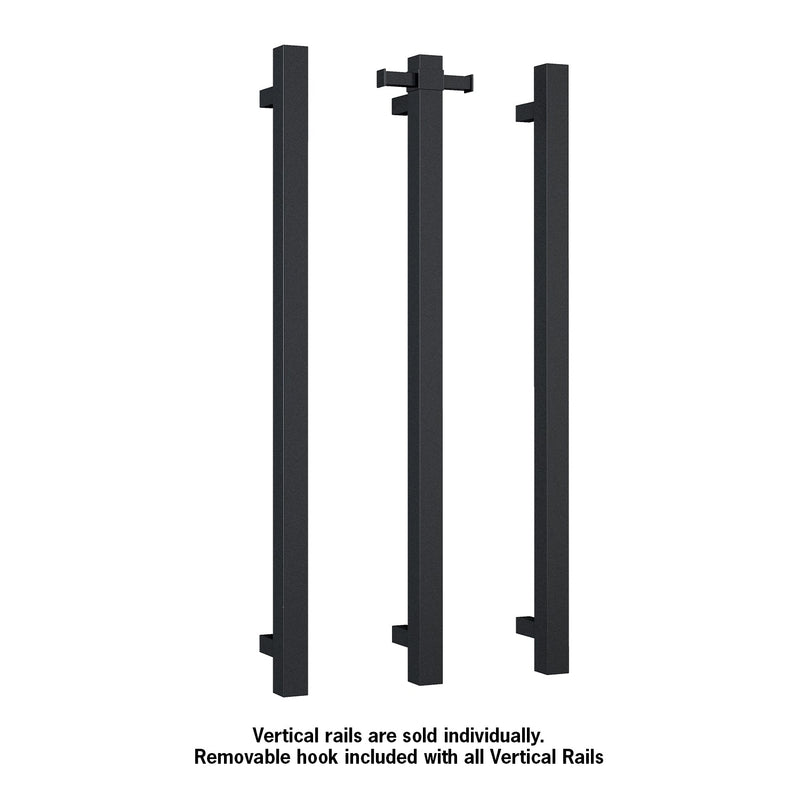 Thermogroup 900Mm Matt Black Square Vertical Single Bar Heated Towel Rail Rails