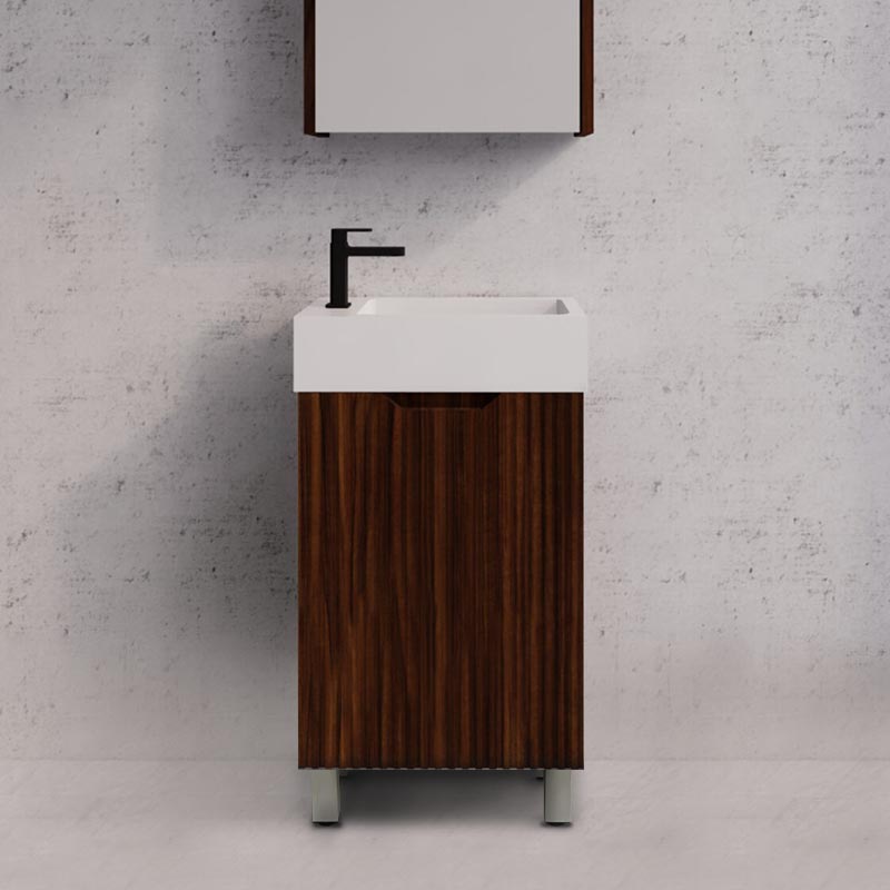 450X250X795Mm Freestanding With Legs Vanity Left Hand Hinge With Poly Top Brown Oak Vanities