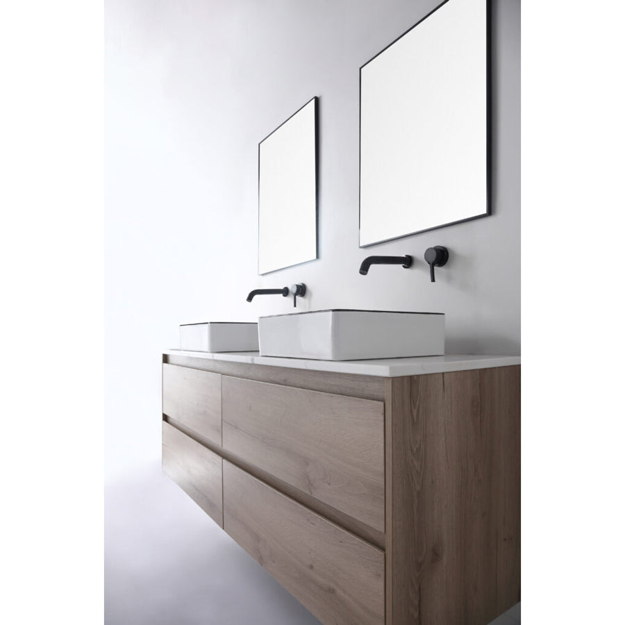 365X365X110Mm Aulic Dove Square Gloss White With Black Edge Above Counter Wash Basin Ceramic Basins