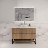 600-1500Mm Bali American Oak Bathroom Freestanding Vanity With Drawers Fluted Cabinet Dark Vanities