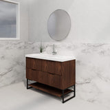 600-1500Mm Bali Brown Oak Bathroom Freestanding Fluted Vanity With Drawers Vanities With Legs