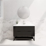 600-1500Mm Bali Matt Black Bathroom Freestanding Fluted Vanity With Drawers Vanities With Legs