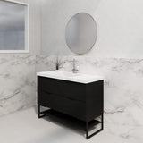 600-1500Mm Bali Matt Black Bathroom Freestanding Fluted Vanity With Drawers Vanities With Legs