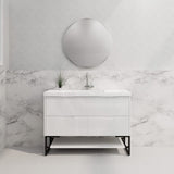 600-1500Mm Bali Matt White Bathroom Freestanding Fluted Vanity With Drawers Vanities With Legs