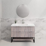 600-1500Mm Bali White Oak Bathroom Freestanding Vanity With Drawers Fluted Cabinet Dark Vanities