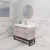 600-1500Mm Bali White Oak Bathroom Freestanding Vanity With Drawers Fluted Cabinet Dark Vanities