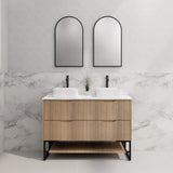 600-1500Mm Bali American Oak Bathroom Freestanding Vanity With Drawers Fluted Cabinet Dark Vanities