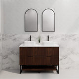 600-1500Mm Bali Brown Oak Bathroom Freestanding Fluted Vanity With Drawers Vanities With Legs