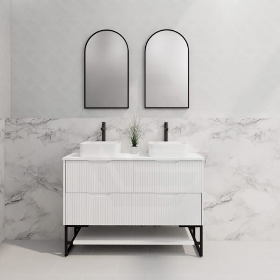 600-1500Mm Bali Matt White Bathroom Freestanding Fluted Vanity With Drawers Vanities With Legs