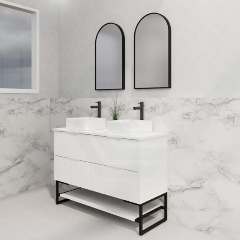 600-1500Mm Bali Matt White Bathroom Freestanding Fluted Vanity With Drawers Vanities With Legs