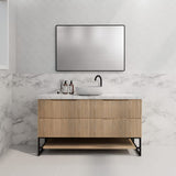 600-1500Mm Bali American Oak Bathroom Freestanding Vanity With Drawers Fluted Cabinet Dark Vanities