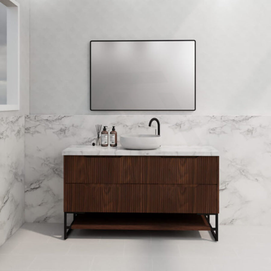 600-1500Mm Bali Brown Oak Bathroom Freestanding Fluted Vanity With Drawers Vanities With Legs