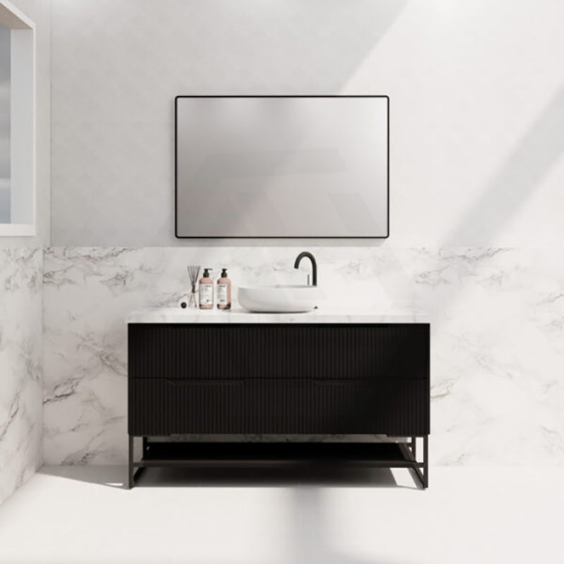 600-1500Mm Bali Matt Black Bathroom Freestanding Fluted Vanity With Drawers Vanities With Legs