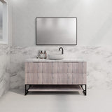 600-1500Mm Bali White Oak Bathroom Freestanding Vanity With Drawers Fluted Cabinet Dark Vanities