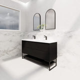 600-1500Mm Bali Matt Black Bathroom Freestanding Fluted Vanity With Drawers Vanities With Legs