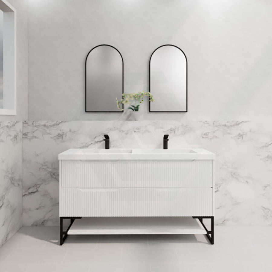 600-1500Mm Bali Matt White Bathroom Freestanding Fluted Vanity With Drawers Vanities With Legs