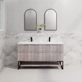 600-1500Mm Bali White Oak Bathroom Freestanding Vanity With Drawers Fluted Cabinet Dark Vanities