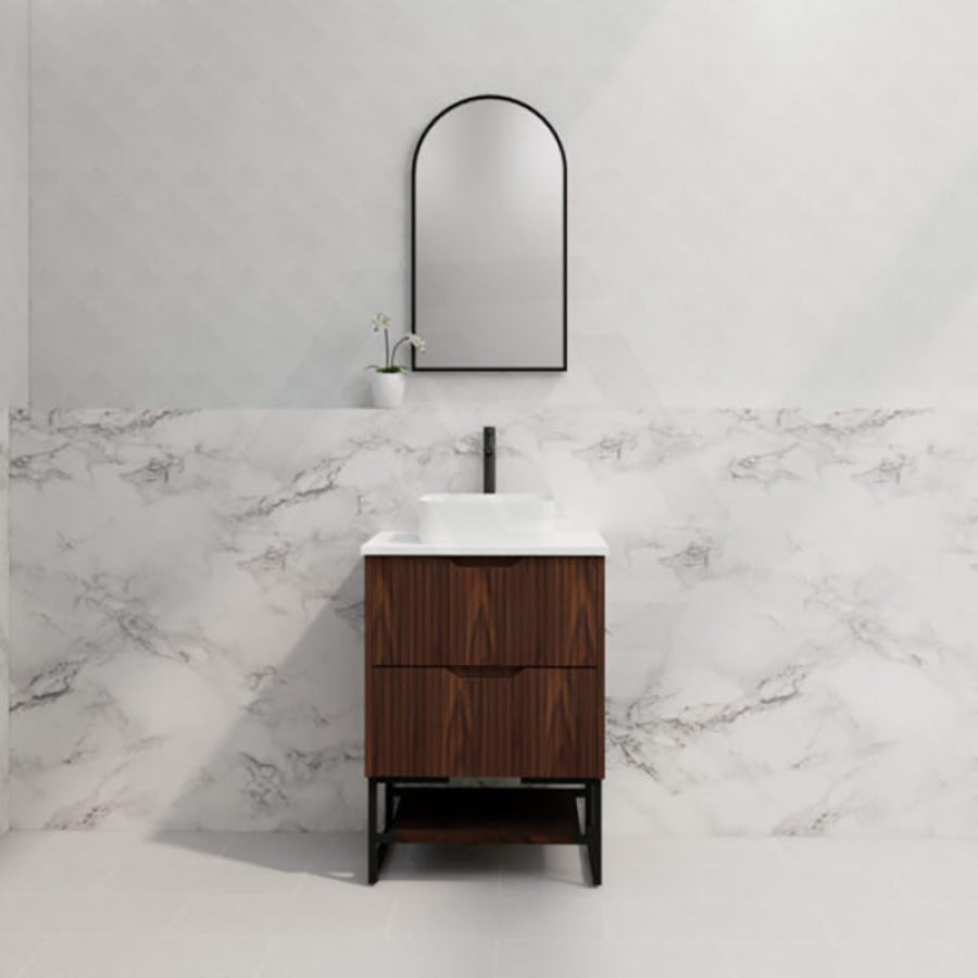 600-1500Mm Bali Brown Oak Bathroom Freestanding Fluted Vanity With Drawers Vanities With Legs