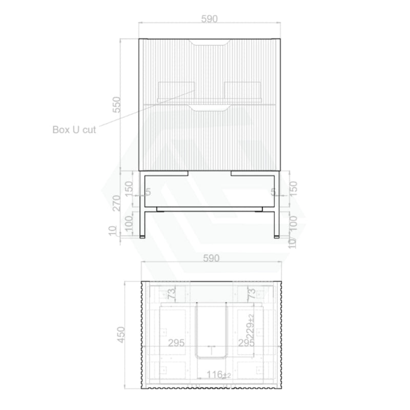 600-1500Mm Bali Brown Oak Bathroom Freestanding Fluted Vanity With Drawers Vanities With Legs