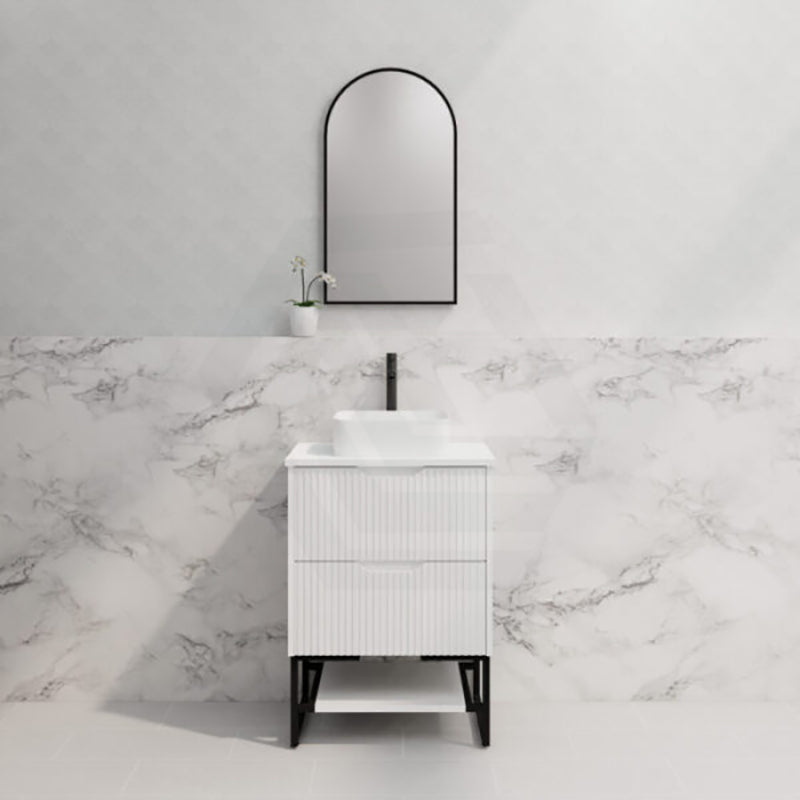 600-1500Mm Bali Matt White Bathroom Freestanding Fluted Vanity With Drawers Vanities With Legs