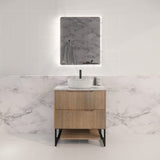 600-1500Mm Bali American Oak Bathroom Freestanding Vanity With Drawers Fluted Cabinet Dark Vanities