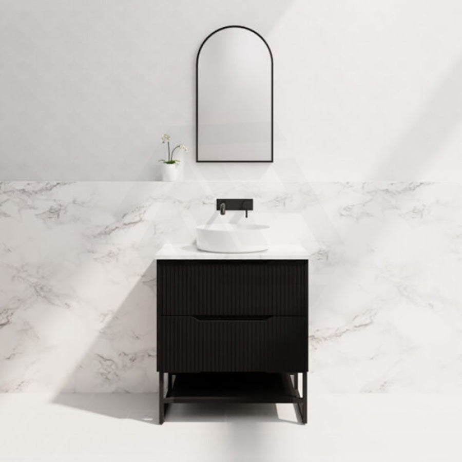 600-1500Mm Bali Matt Black Bathroom Freestanding Fluted Vanity With Drawers Vanities With Legs