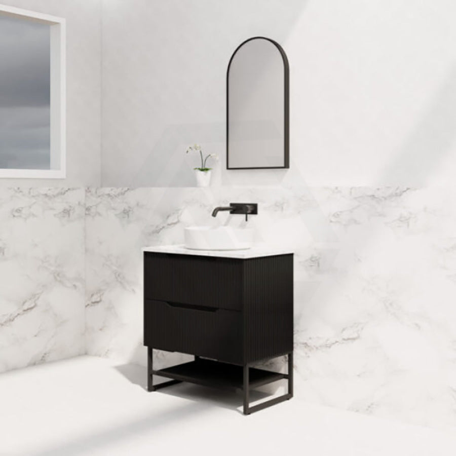 600-1500Mm Bali Matt Black Bathroom Freestanding Fluted Vanity With Drawers Vanities With Legs