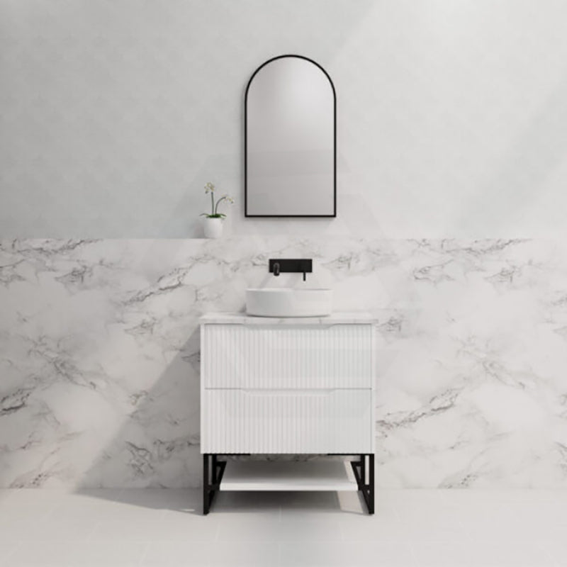 600-1500Mm Bali Matt White Bathroom Freestanding Fluted Vanity With Drawers Vanities With Legs