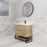 600-1500Mm Bali American Oak Bathroom Freestanding Vanity With Drawers Fluted Cabinet Dark Vanities