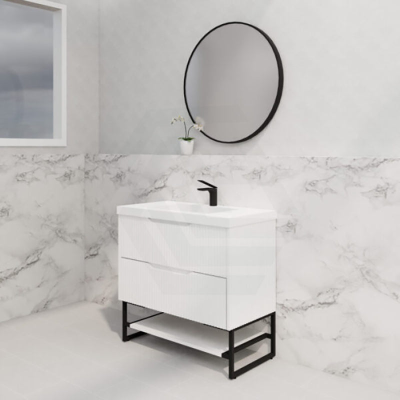 600-1500Mm Bali Matt White Bathroom Freestanding Fluted Vanity With Drawers Vanities With Legs