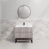 600-1500Mm Bali White Oak Bathroom Freestanding Vanity With Drawers Fluted Cabinet Dark Vanities