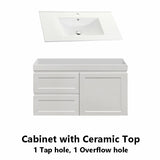 600-1500Mm Miami Wall Hung Bathroom Floating Vanity With Left / Right Drawers Matt White Shaker