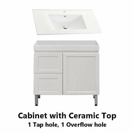 600-1500Mm Miami Plywood Freestanding With Legs Bathroom Vanity Matt White Shaker Hampton Style