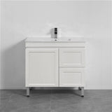 882X450X820Mm Miami Freestanding With Legs Bathroom Vanity Matt White Shaker Hampton Style Left /