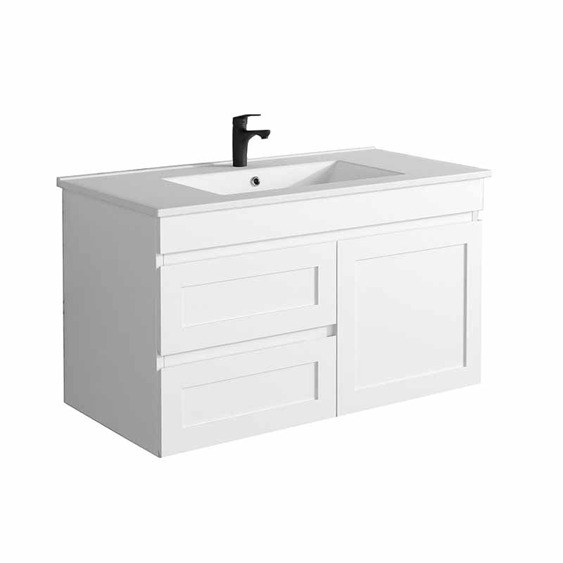 600-1500Mm Miami Wall Hung Bathroom Floating Vanity With Left / Right Drawers Matt White Shaker