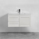 600-1500Mm Miami Wall Hung Bathroom Floating Vanity With Left / Right Drawers Matt White Shaker