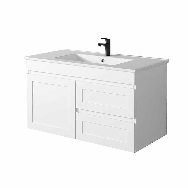 600-1500Mm Miami Wall Hung Bathroom Floating Vanity With Left / Right Drawers Matt White Shaker