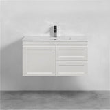 600-1500Mm Miami Wall Hung Bathroom Floating Vanity With Left / Right Drawers Matt White Shaker