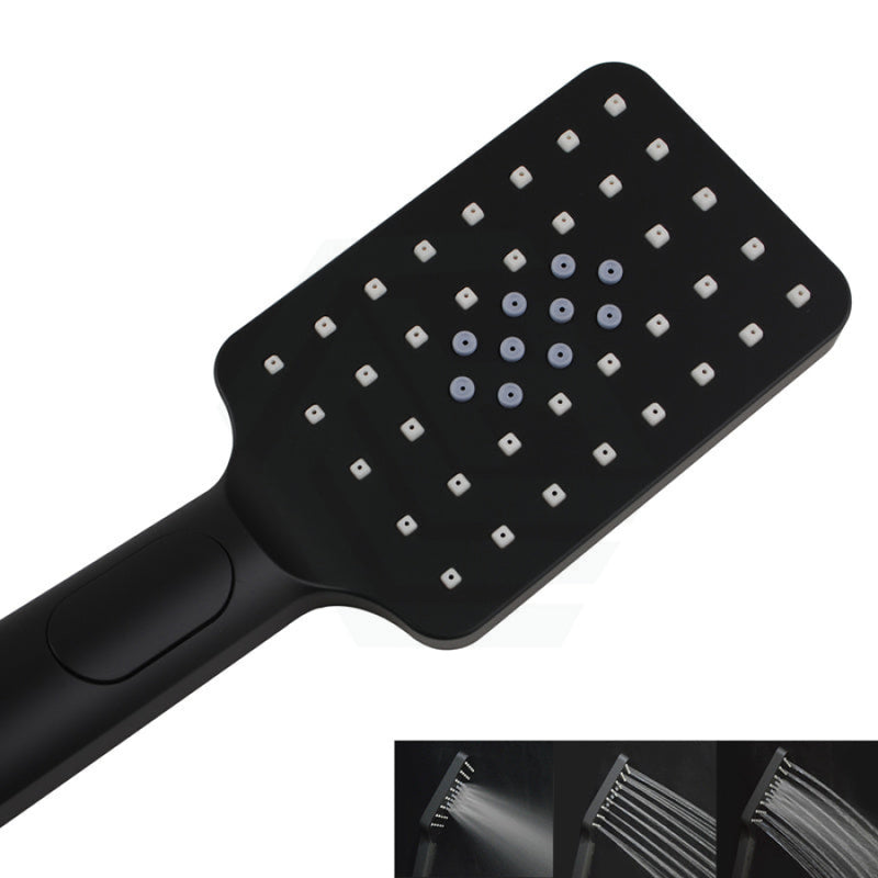 Abs Square 3 Functions Matt Black Rainfall Hand Held Shower Head Only Bathroom Products