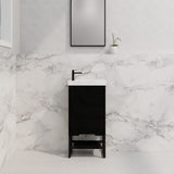 450X250X830Mm Vienna Matt Black Fluted Freestanding One Door Mini Vanity With Overflow Poly Top