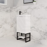 450X250X830Mm Vienna Matt White Fluted Freestanding One Door Mini Vanity With Overflow Poly Top