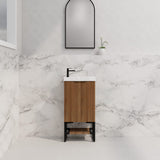 450X250X830Mm Vienna Solid Timber Fluted Freestanding One Door Mini Vanity With Overflow Poly Top