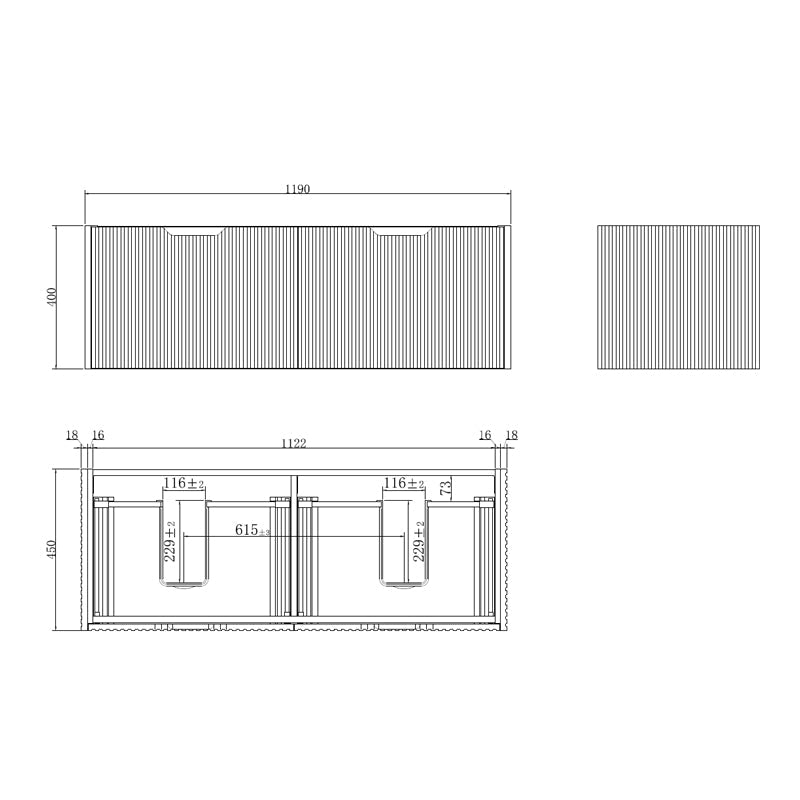 600 - 1500Mm Wall Hung Vanity Fluted Style American Oak Color Pvc Coating Bathroom Vanities