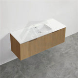 600-1500Mm Wall Hung Vanity Fluted Style American Oak Color Pvc Coating 1200Mm / With Classic